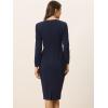 imageAllegra K Womens Bodycon Dresses Round Neck Long Sleeve Casual Work Outfits Peplum Sheath DressNavy Blue