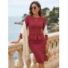 imageAllegra K Womens Bodycon Dresses Round Neck Long Sleeve Casual Work Outfits Peplum Sheath DressRed