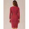 imageAllegra K Womens Bodycon Dresses Round Neck Long Sleeve Casual Work Outfits Peplum Sheath DressRed