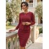 imageAllegra K Womens Bodycon Dresses Round Neck Long Sleeve Casual Work Outfits Peplum Sheath DressRed