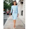 imageAllegra K Womens Bodycon Dresses Round Neck Long Sleeve Casual Work Outfits Peplum Sheath DressSky Blue