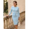 imageAllegra K Womens Bodycon Dresses Round Neck Long Sleeve Casual Work Outfits Peplum Sheath DressSky Blue