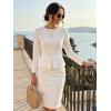 imageAllegra K Womens Bodycon Dresses Round Neck Long Sleeve Casual Work Outfits Peplum Sheath DressWhite