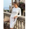 imageAllegra K Womens Bodycon Dresses Round Neck Long Sleeve Casual Work Outfits Peplum Sheath DressWhite
