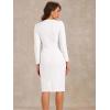 imageAllegra K Womens Bodycon Dresses Round Neck Long Sleeve Casual Work Outfits Peplum Sheath DressWhite