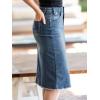 imageAllegra K Womens Casual Jean Skirt Back Slit Raw Hem Stretch High Waist Denim SkirtsBlue