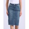 imageAllegra K Womens Casual Jean Skirt Back Slit Raw Hem Stretch High Waist Denim SkirtsBlue