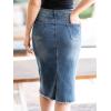 imageAllegra K Womens Casual Jean Skirt Back Slit Raw Hem Stretch High Waist Denim SkirtsBlue