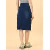 imageAllegra K Womens Casual Jean Skirt Back Slit Raw Hem Stretch High Waist Denim SkirtsDark Blue