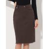 imageAllegra K Womens Casual Jean Skirt Back Slit Raw Hem Stretch High Waist Denim SkirtsDark Brown