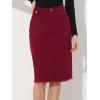 imageAllegra K Womens Casual Jean Skirt Back Slit Raw Hem Stretch High Waist Denim SkirtsDark Red