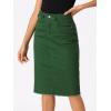 imageAllegra K Womens Casual Jean Skirt Back Slit Raw Hem Stretch High Waist Denim SkirtsGreen