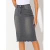 imageAllegra K Womens Casual Jean Skirt Back Slit Raw Hem Stretch High Waist Denim SkirtsGrey