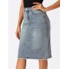 imageAllegra K Womens Casual Jean Skirt Back Slit Raw Hem Stretch High Waist Denim SkirtsGrey Blue