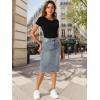 imageAllegra K Womens Casual Jean Skirt Back Slit Raw Hem Stretch High Waist Denim SkirtsGrey Blue