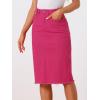 imageAllegra K Womens Casual Jean Skirt Back Slit Raw Hem Stretch High Waist Denim SkirtsHot Pink