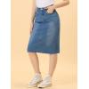 imageAllegra K Womens Casual Jean Skirt Back Slit Raw Hem Stretch High Waist Denim SkirtsJean Blue