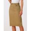 imageAllegra K Womens Casual Jean Skirt Back Slit Raw Hem Stretch High Waist Denim SkirtsKhaki