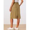 imageAllegra K Womens Casual Jean Skirt Back Slit Raw Hem Stretch High Waist Denim SkirtsKhaki