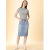 imageAllegra K Womens Casual Jean Skirt Back Slit Raw Hem Stretch High Waist Denim SkirtsLight Blue