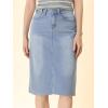 imageAllegra K Womens Casual Jean Skirt Back Slit Raw Hem Stretch High Waist Denim SkirtsLight Blue