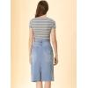 imageAllegra K Womens Casual Jean Skirt Back Slit Raw Hem Stretch High Waist Denim SkirtsLight Blue