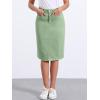 imageAllegra K Womens Casual Jean Skirt Back Slit Raw Hem Stretch High Waist Denim SkirtsLight Green