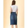 imageAllegra K Womens Casual Jean Skirt Back Slit Raw Hem Stretch High Waist Denim SkirtsMblue