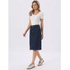 imageAllegra K Womens Casual Jean Skirt Back Slit Raw Hem Stretch High Waist Denim SkirtsNavy Blue