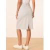 imageAllegra K Womens Casual Jean Skirt Back Slit Raw Hem Stretch High Waist Denim SkirtsOyster White
