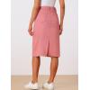 imageAllegra K Womens Casual Jean Skirt Back Slit Raw Hem Stretch High Waist Denim SkirtsPink