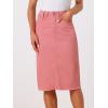 imageAllegra K Womens Casual Jean Skirt Back Slit Raw Hem Stretch High Waist Denim SkirtsPink