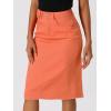 imageAllegra K Womens Casual Jean Skirt Back Slit Raw Hem Stretch High Waist Denim SkirtsRed Orange