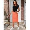 imageAllegra K Womens Casual Jean Skirt Back Slit Raw Hem Stretch High Waist Denim SkirtsRed Orange