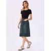 imageAllegra K Womens Casual Jean Skirt Back Slit Raw Hem Stretch High Waist Denim SkirtsVintage Grey Blue