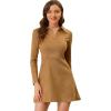 imageAllegra K Womens Faux Suede Dress Western Long Sleeve Fall ALine Mini Dresses Cowgirl OutfitCamel