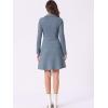 imageAllegra K Womens Faux Suede Dress Western Long Sleeve Fall ALine Mini Dresses Cowgirl OutfitGray Blue