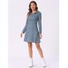 imageAllegra K Womens Faux Suede Dress Western Long Sleeve Fall ALine Mini Dresses Cowgirl OutfitGray Blue