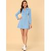 imageAllegra K Womens Faux Suede Dress Western Long Sleeve Fall ALine Mini Dresses Cowgirl OutfitLight Blue
