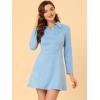 imageAllegra K Womens Faux Suede Dress Western Long Sleeve Fall ALine Mini Dresses Cowgirl OutfitLight Blue
