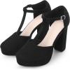 imageAllegra K Womens Platform Chunky Heel Mary Janes Pumps Retro TStrap Round Toe Ankle Strap Dress Heels PumpBlack