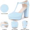imageAllegra K Womens Platform Chunky Heel Mary Janes Pumps Retro TStrap Round Toe Ankle Strap Dress Heels PumpLight Blue