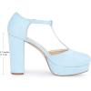 imageAllegra K Womens Platform Chunky Heel Mary Janes Pumps Retro TStrap Round Toe Ankle Strap Dress Heels PumpLight Blue