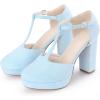 imageAllegra K Womens Platform Chunky Heel Mary Janes Pumps Retro TStrap Round Toe Ankle Strap Dress Heels PumpLight Blue