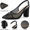 imageAllegra K Womens Pointed Toe Mesh Heel Buckle Decor Chunky Heels PumpsBlack