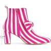 imageAllegra K Womens Pointed Toe Zip Striped Chunky Heels Ankle BootsHot Pink