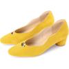 imageAllegra K Womens Square Toe Slip on Chunky Heel PumpsYellow