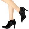 imageAllegra K Womens V Cutout Pointed Toe Heel Ankle BootsBlack