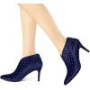 imageAllegra K Womens V Cutout Pointed Toe Heel Ankle BootsBlue