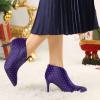 imageAllegra K Womens V Cutout Pointed Toe Heel Ankle BootsPurple